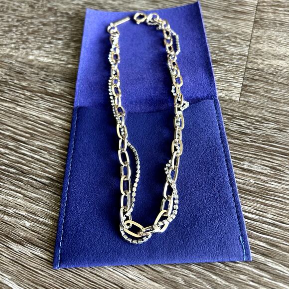 EUC Justine Clenquet Kirsten Necklace Two-Tone Layered Chain Crystal Gold Silver - Picture 15 of 16